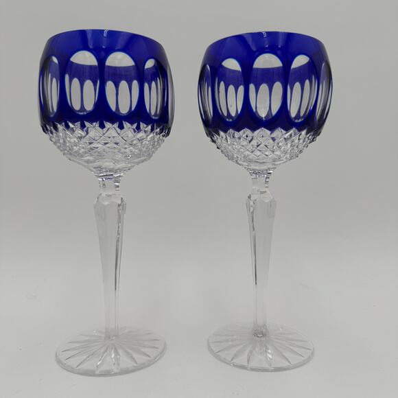 Vintage Godinger Edinburgh Blue Hock Wine Glasses, Stemware, set of 2 - Picture 6 of 7